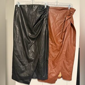 Jason Wu Black and Brown Leather Pencil Skirt